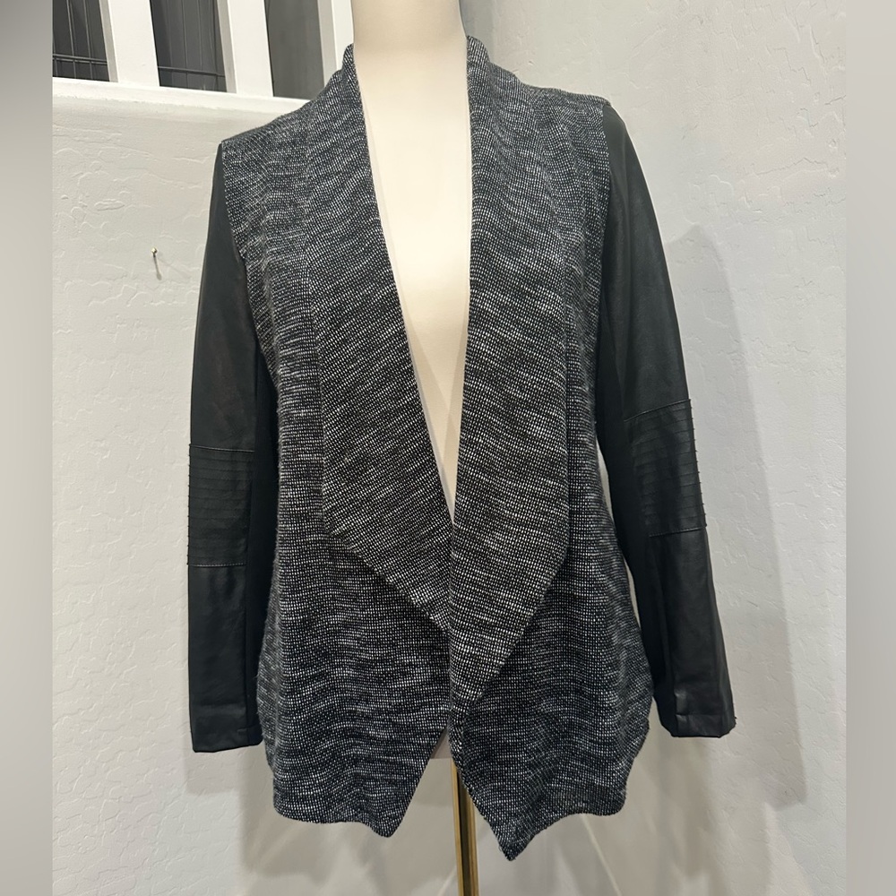 Haute Monde Black and Gray Open Front Blazer